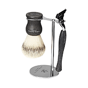 Shaving Set With Stand - Natural Style - Synthetic Fibres Brush - 