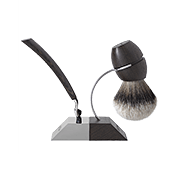 Acca Kappa SHAVING SET WITH STAND - WENGE' WOOD - PURE SILVER BADGER BRUSH - 