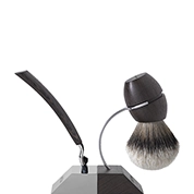 Acca Kappa SHAVING SET WITH STAND - WENGE' WOOD - PURE SILVER BADGER BRUSH - 