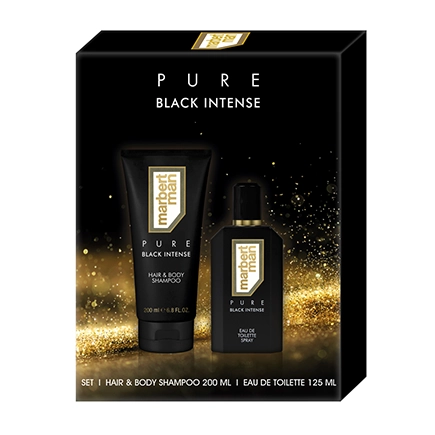 Marbert Man Pure Black Intense Set Hair & Body Shampoo + Eau de Toilette