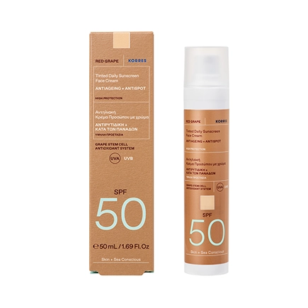 Korres Red Grape Tinted Daily Sunscreen Face Cream SPF 50