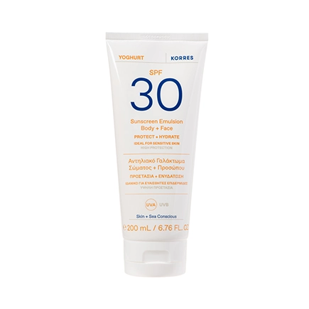 Korres YOGHURT Sonnenschutz-Emulsion für Körper und Gesicht SPF30