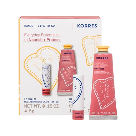 Korres EVERYDAY ESSENTIALS Hand- und Lippen Pflegeset Peony Rose
