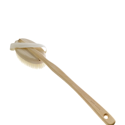Acca Kappa Natura Collection Beechwood Bath Brush Back And Handle, Cotton Strap - 100% Natural Bristles
