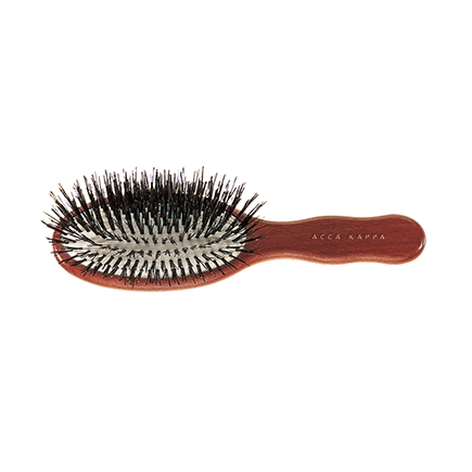 Acca Kappa MINI OVAL BRUSH - KOTIBE' WOOD - 100% BOAR BRISTLES Plastic Hanger