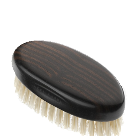 Acca Kappa Military Style Hairbrush - Ebony Wood - White Natural Bristles - Travel Size