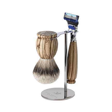 Acca Kappa Shaving Set With Stand - Zebrawood -Silver Badger Brush - 