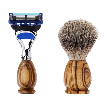Acca Kappa Travel Shaving Set - Zebrawood - Silver Badger Brush - 