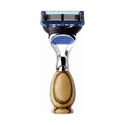 Acca Kappa RAZOR - ZEBRA WOOD HANDLE - “FUSION” GILETTE BLADE - TRAVEL-SIZE